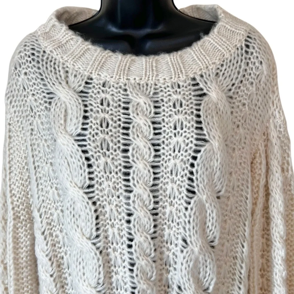 Wooden Ships TUCK CABLE KNIT BOYFRIEND SWEATER in ALABASTER